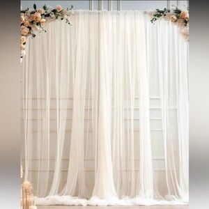 Beige Tulle Sheer Curtains